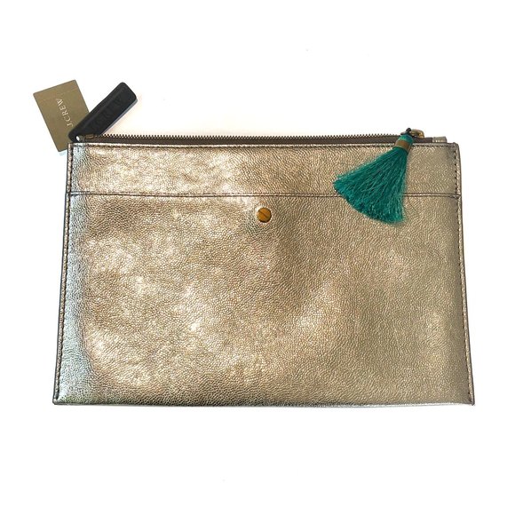 J. Crew Handbags - J.Crew Silver Leather Clutch Purse NWT OS